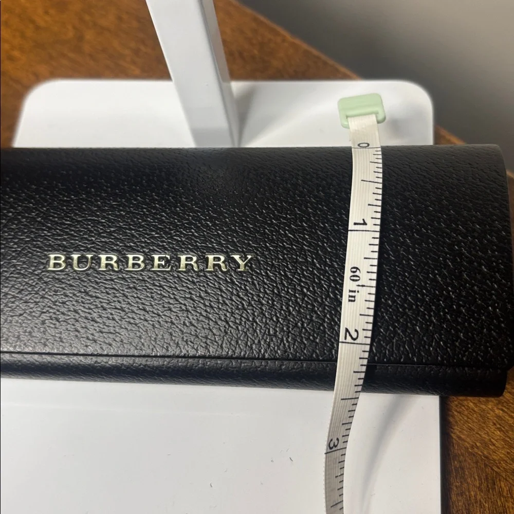 Burberry Black Leather Sunglasses Case Gold Logo Designer Eyeglass Case